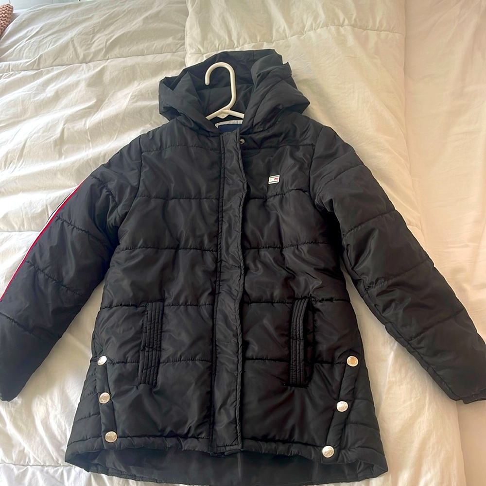 Tommy Hilfiger Girls Black Large Hoodied Puffer Jacket